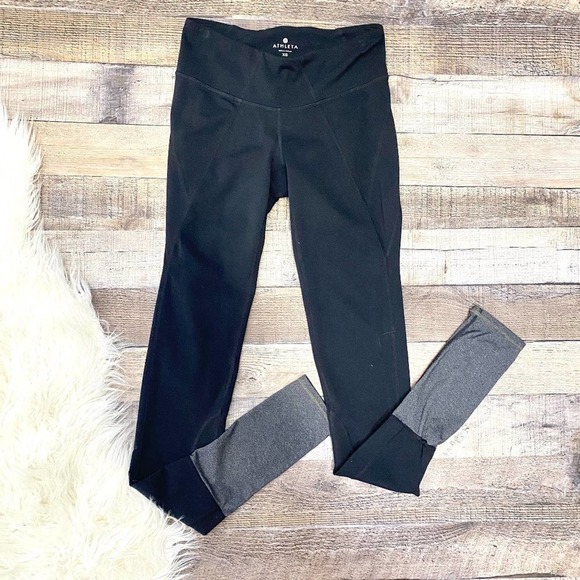 Athleta Black and Gray Plie Tights Leggings XS - Picture 2 of 11